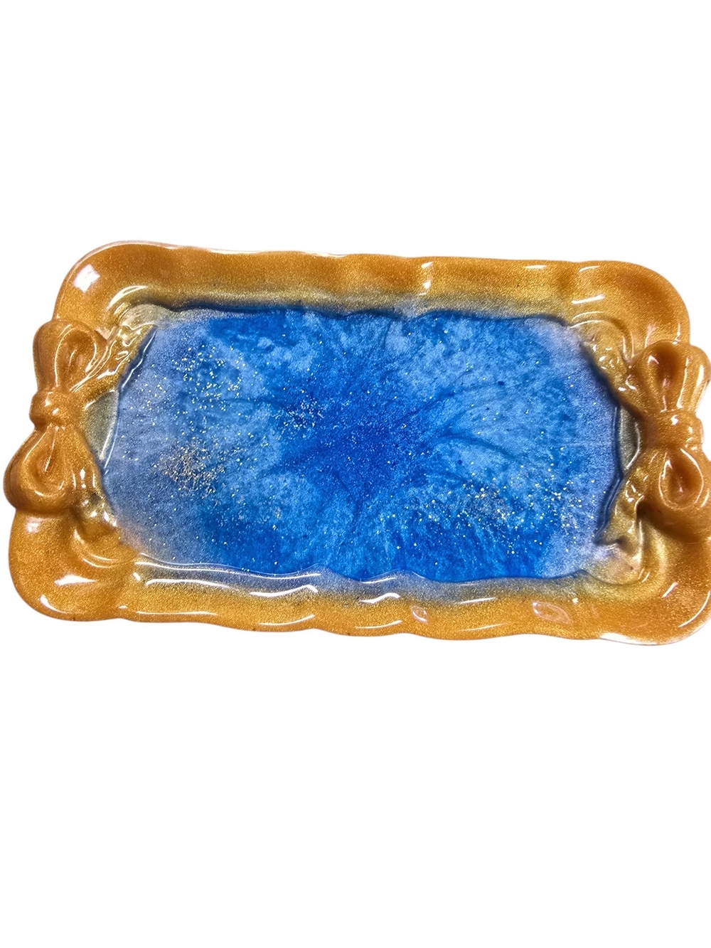 Decorative Gold and Blue Resin Trinket Tray!